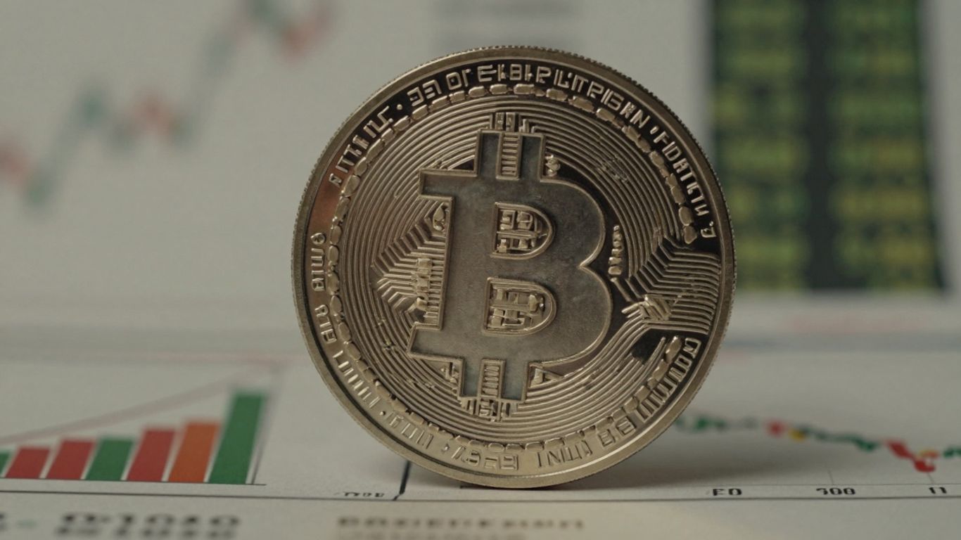 Cryptocurrency coin with financial background