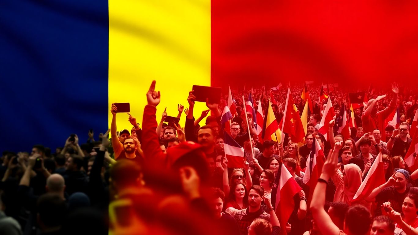 Steag românesc împărțit, stânga versus dreapta politică.