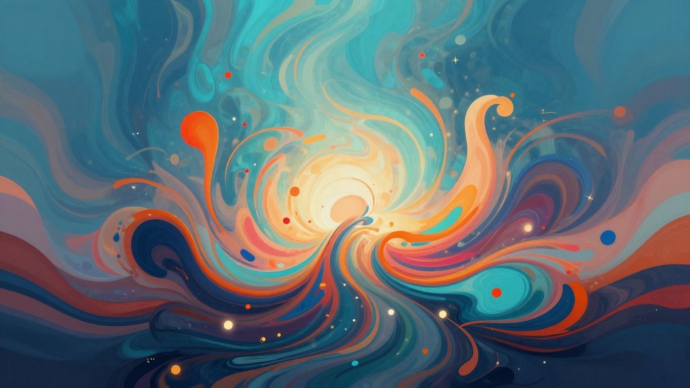 Abstract digital art with swirling colors and light.