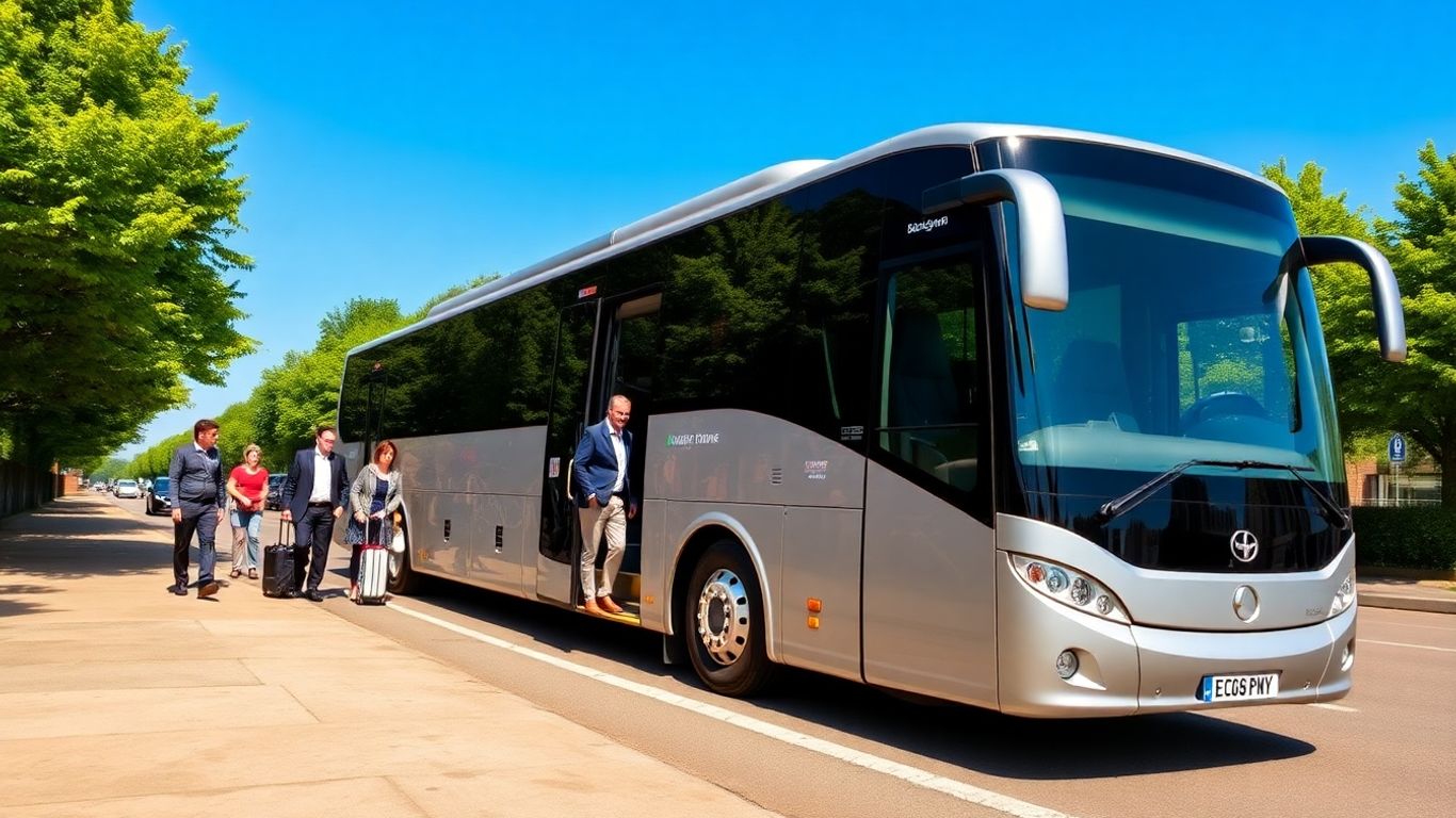 Comfortable coach ready for group travel in Slough.
