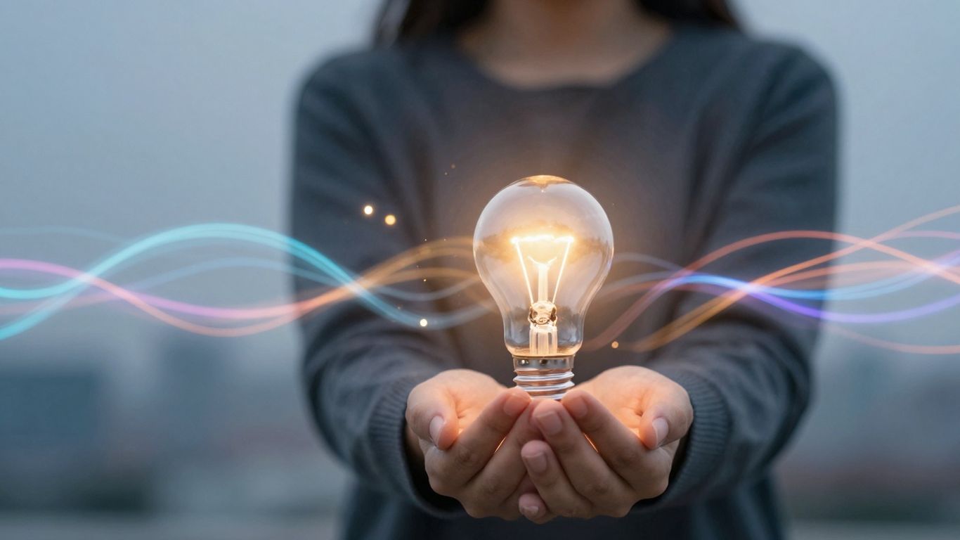 Person Choosing Energy Plan With Glowing Lightbulb.
