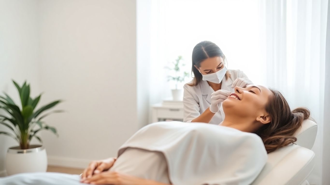 Medical spa client receiving facial treatment.
