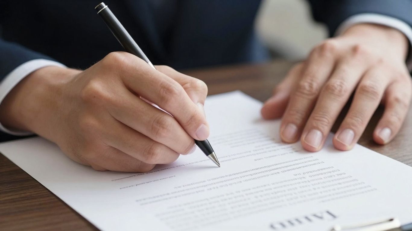 Signing a power of attorney document with support.