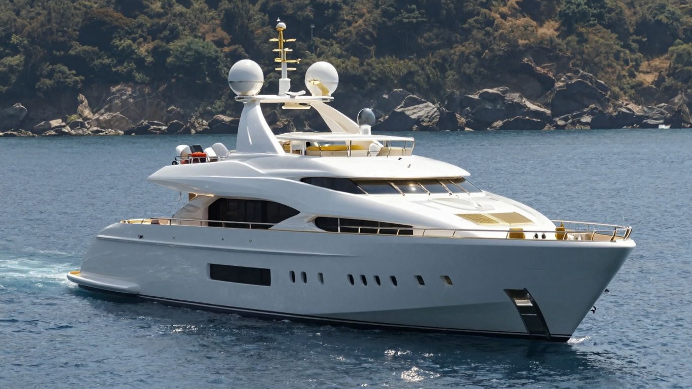 Opulent History Supreme superyacht on blue water.