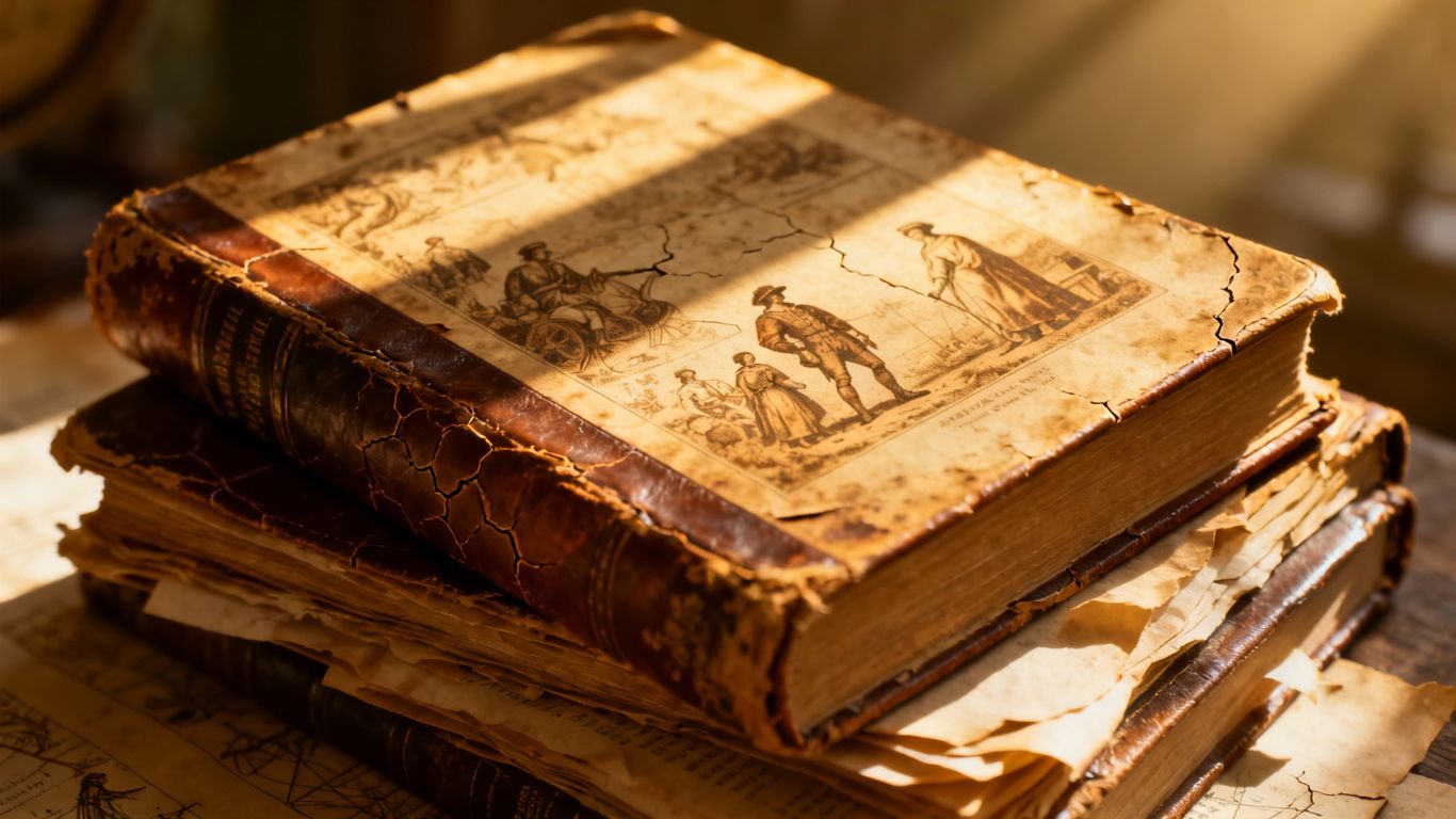 Stack of vintage historical fiction novels.
