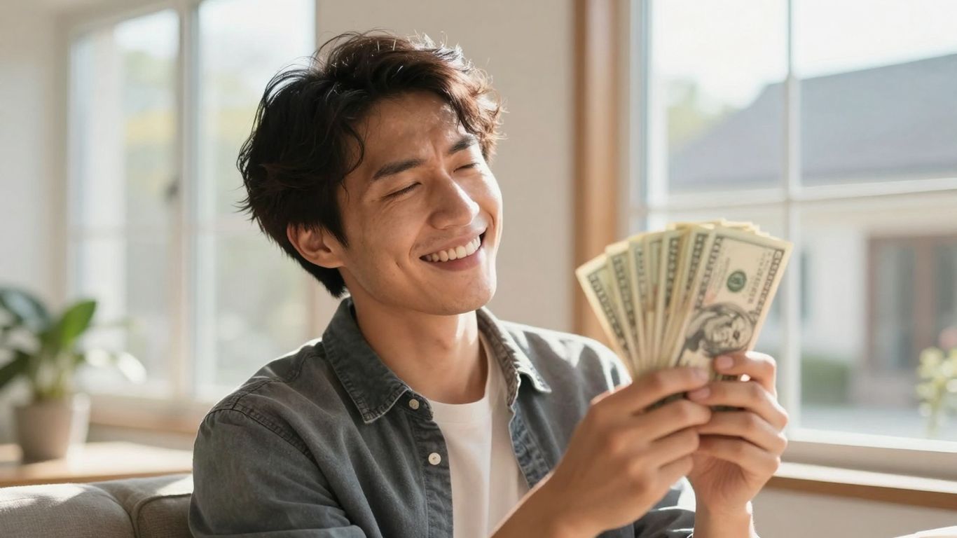 Homeowner happy with money and house.