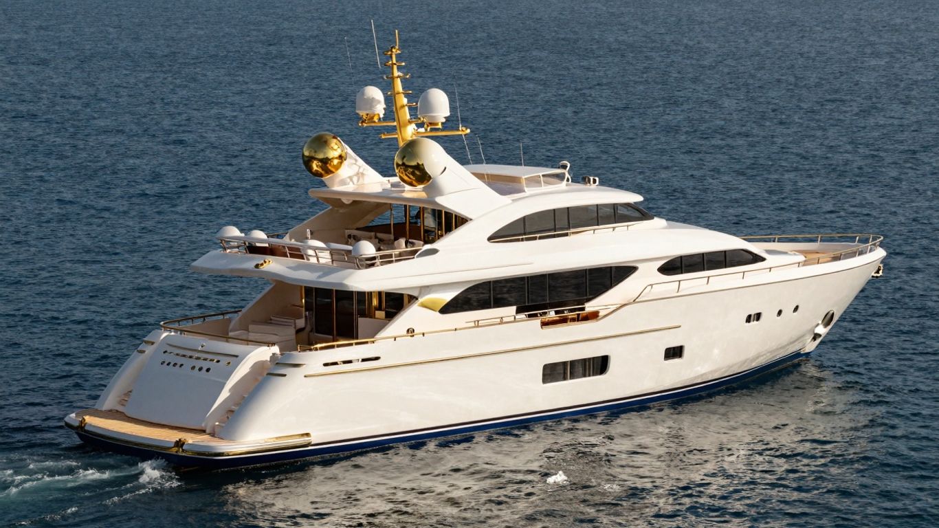 The opulent History Supreme yacht with gold accents.