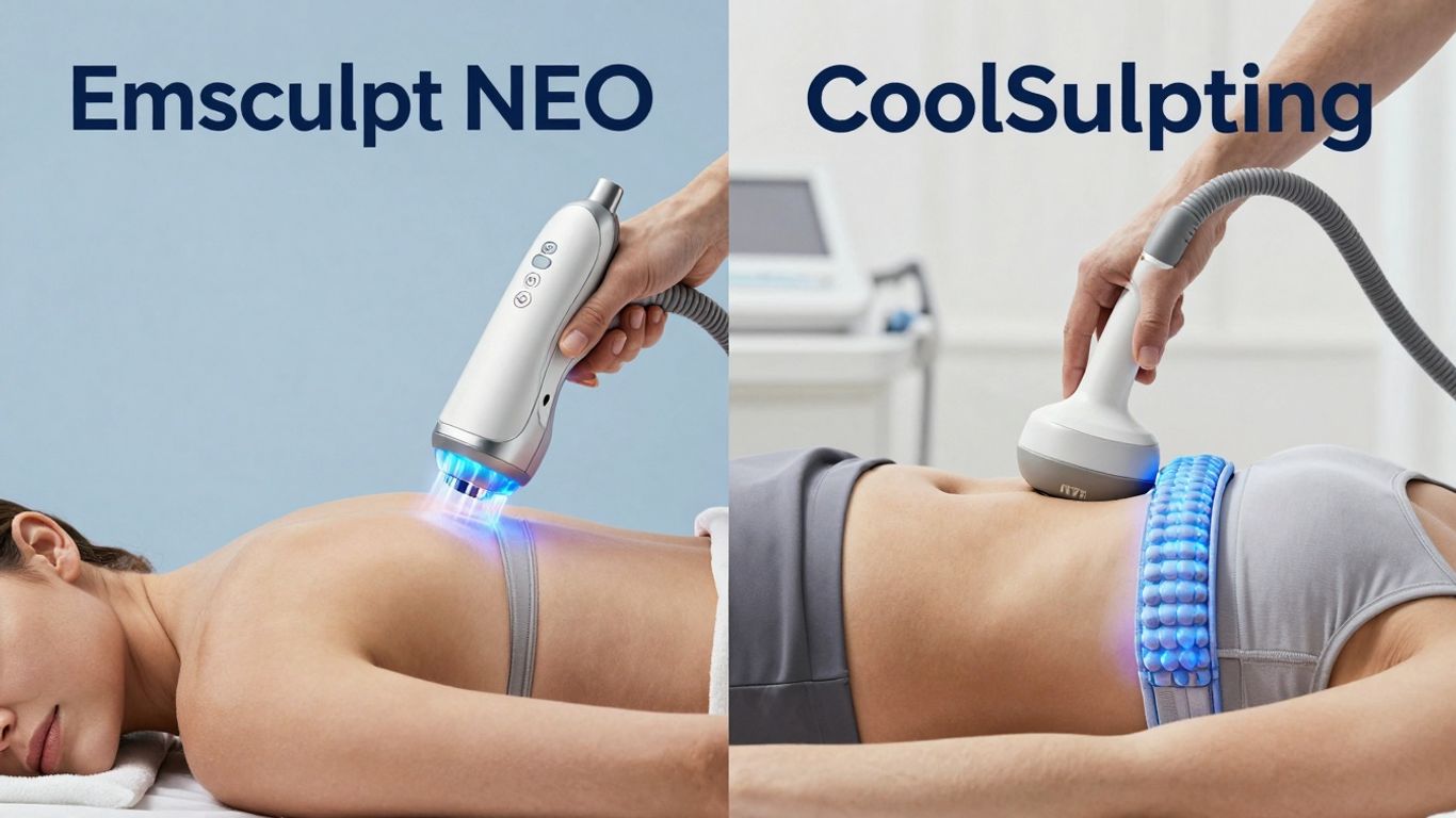 Emsculpt NEO and CoolSculpting comparison image