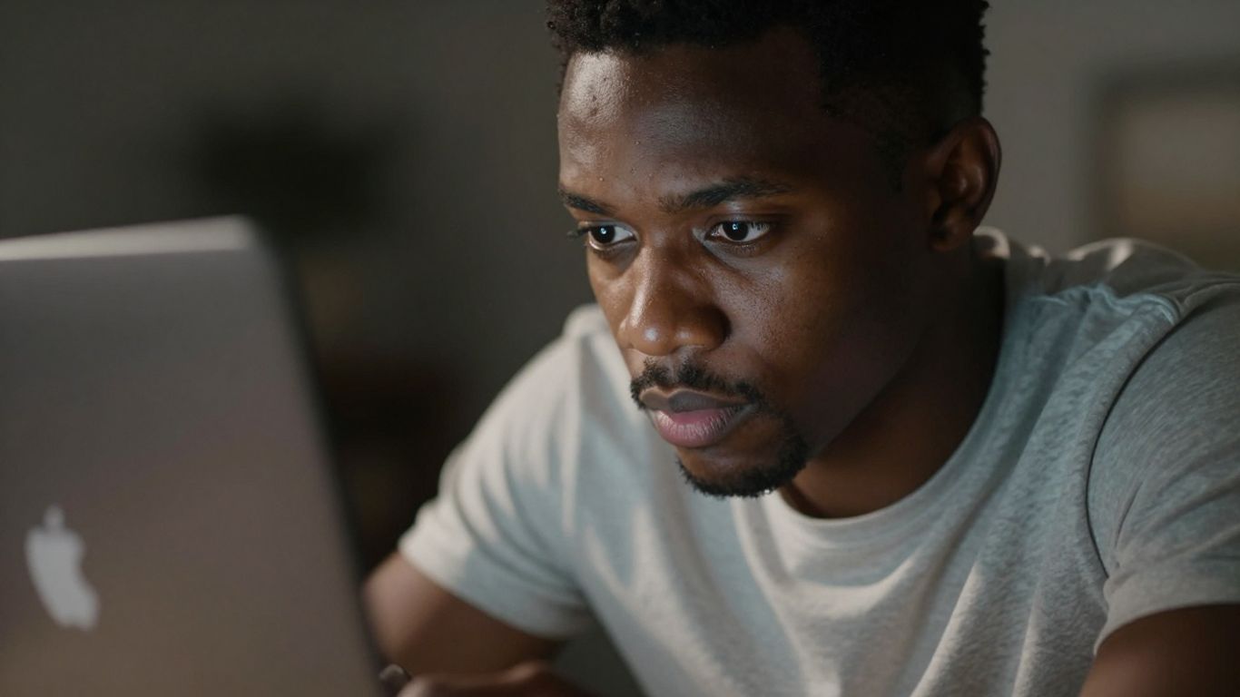 Personne concentrée sur un écran d'ordinateur portable