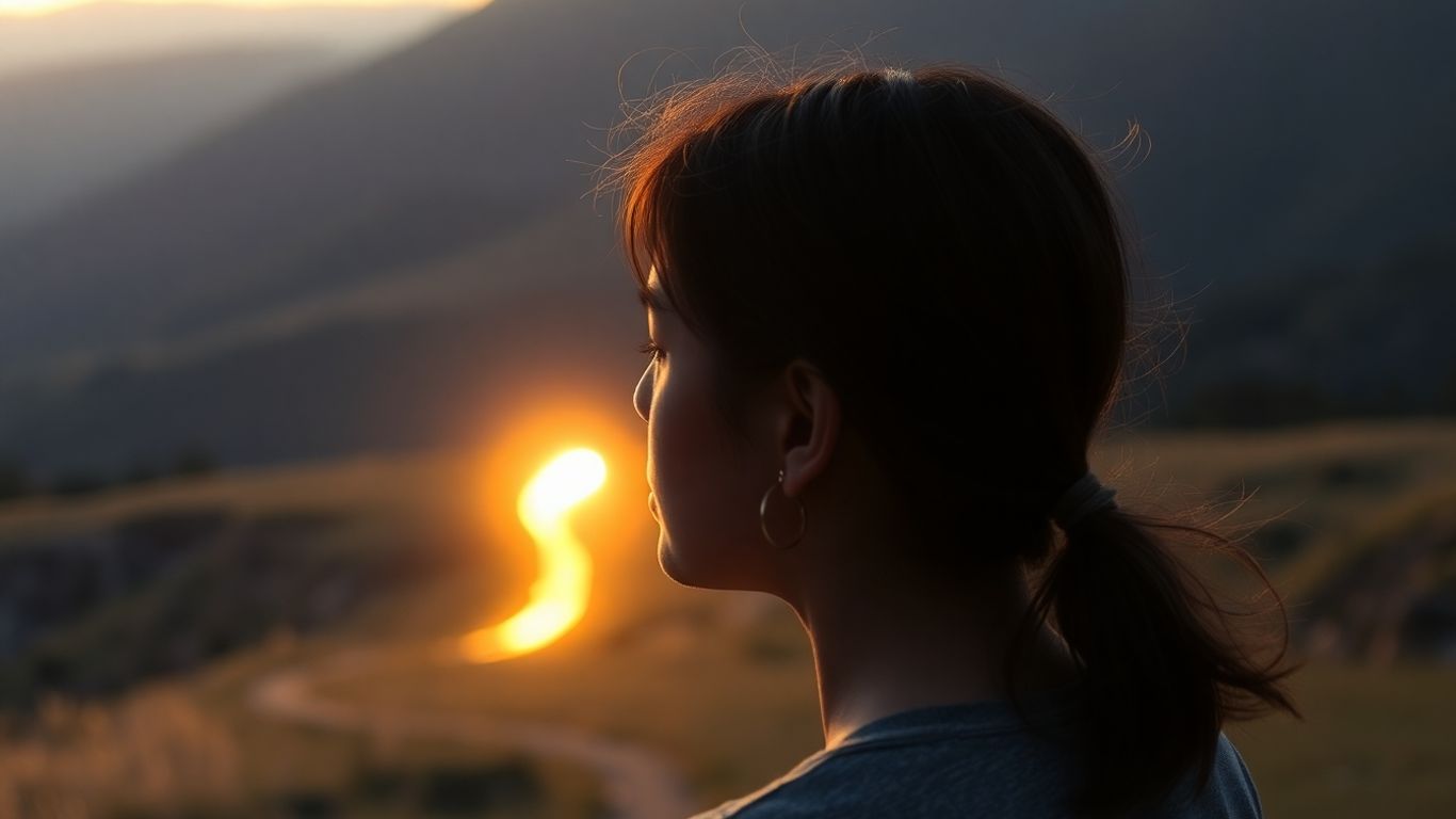 Person looking towards a bright, hopeful future.