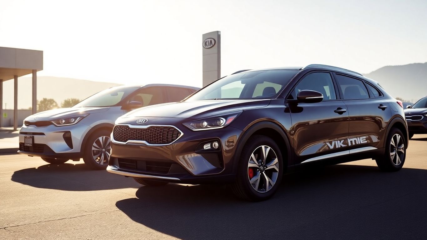 Kia EV6, EV9, and Niro electric vehicles on display.