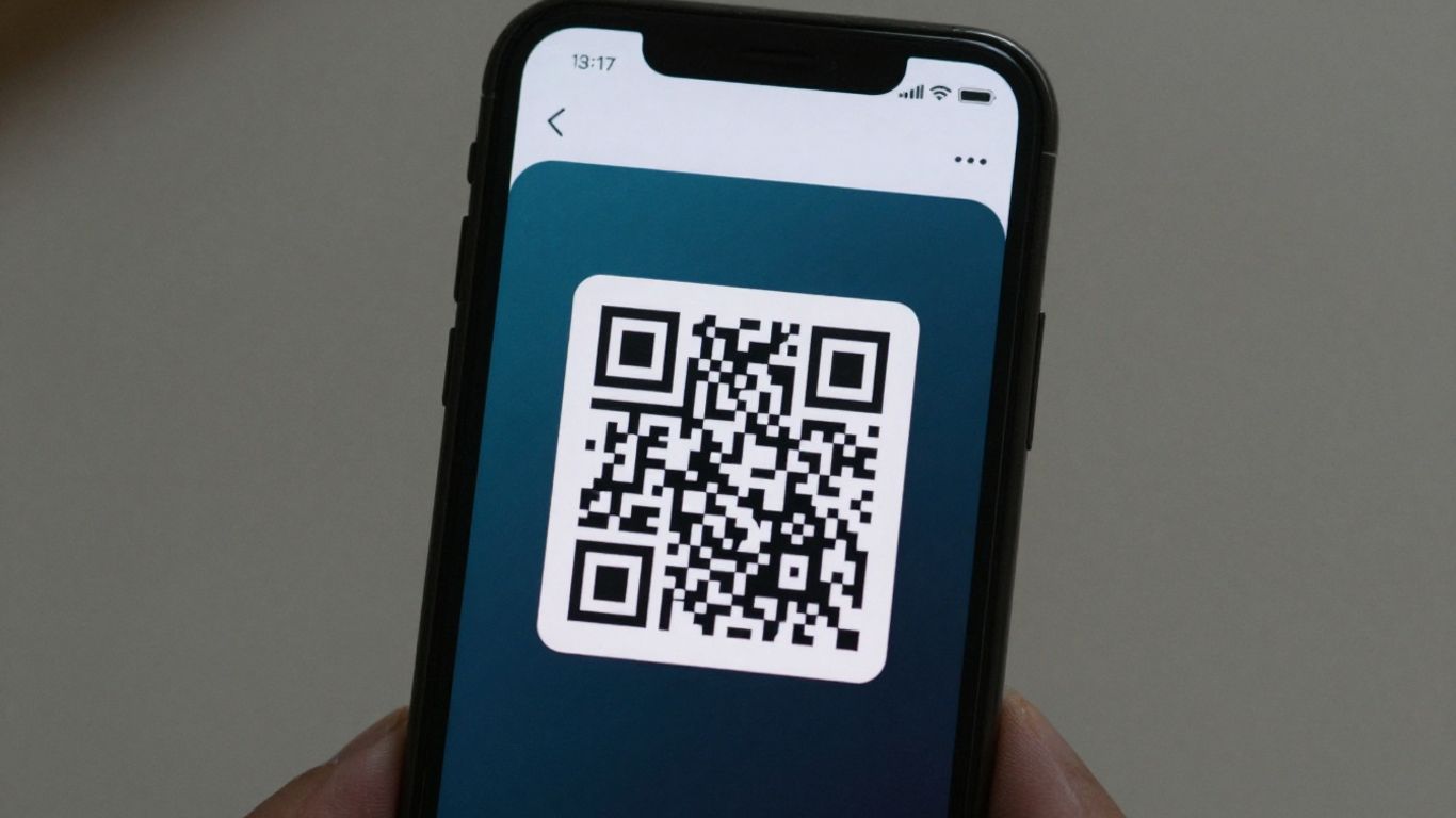 Smartphone displaying a Google review QR code.
