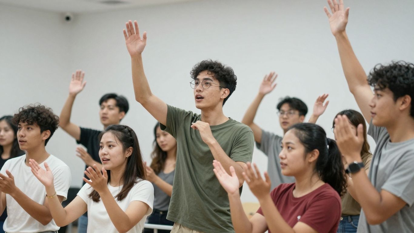 Artiesten en presentatoren in actie op een podium.