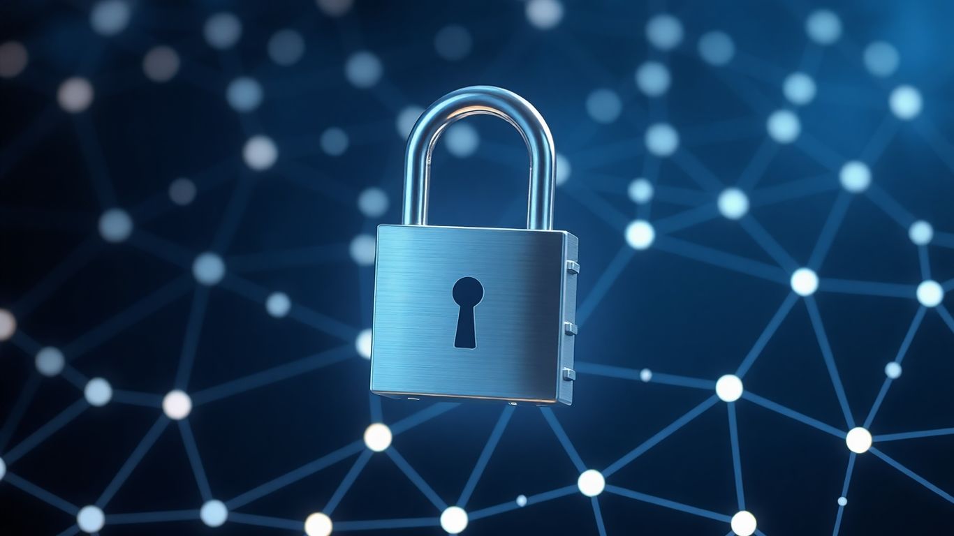 Digital padlock protecting abstract data network.