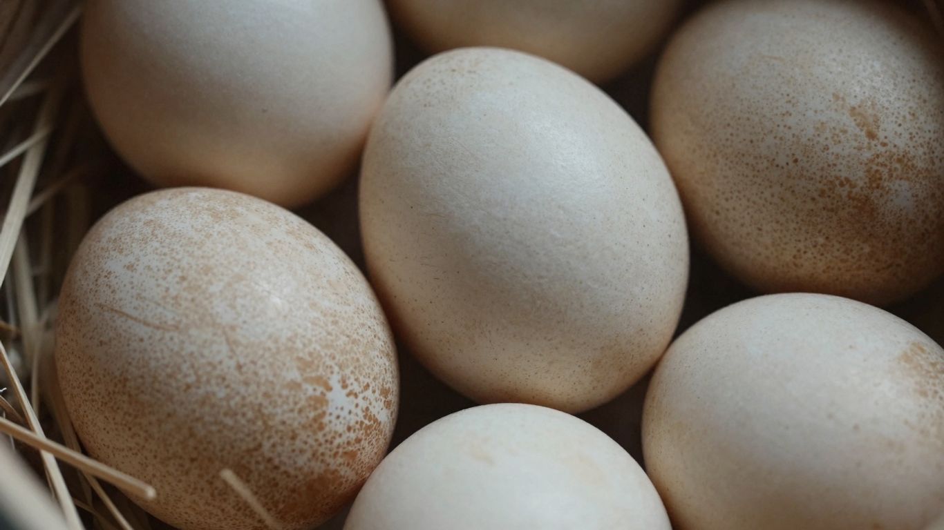 Macaw parrot eggs in nesting material.