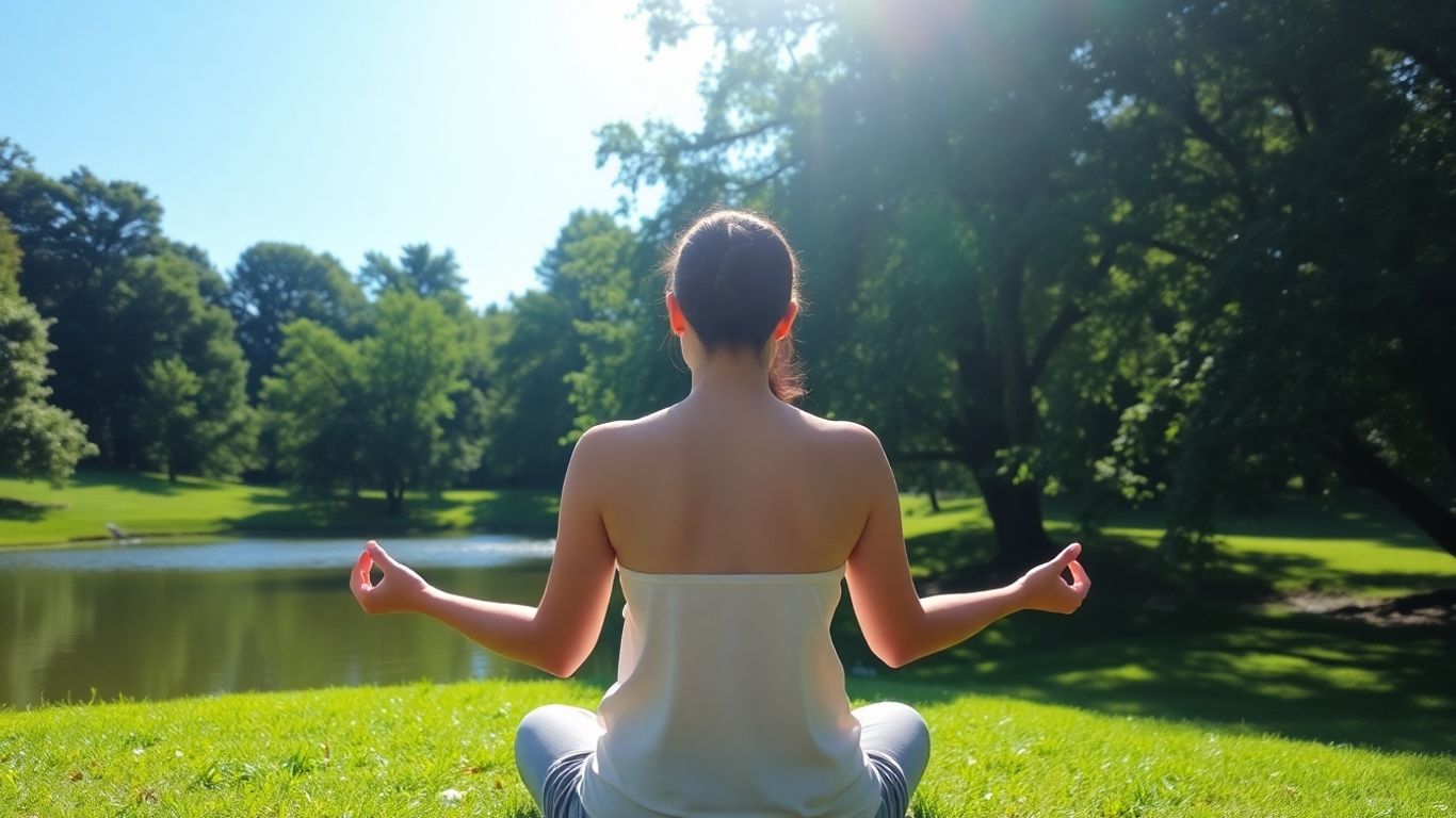 Persoană relaxată în natură, meditație.