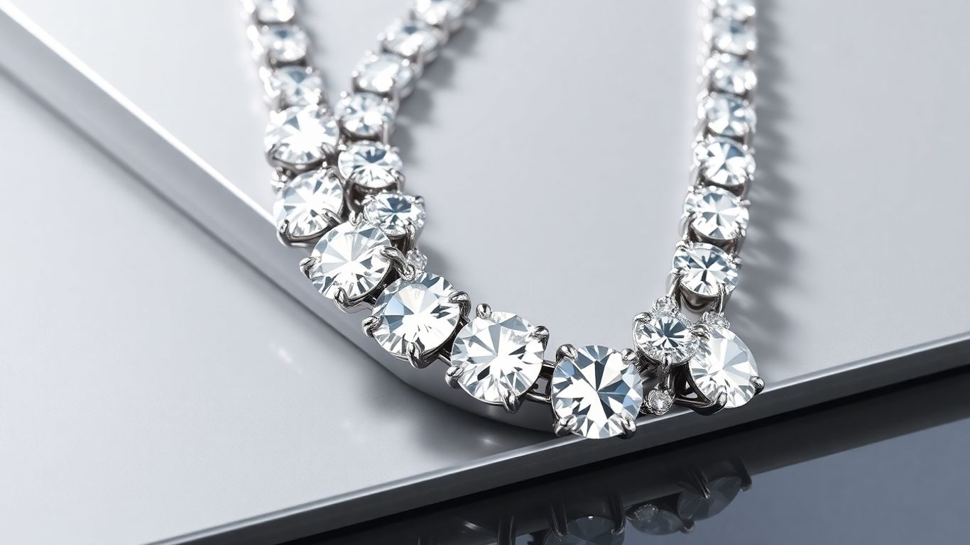 Moissanite chunk chain necklace sparkling on display