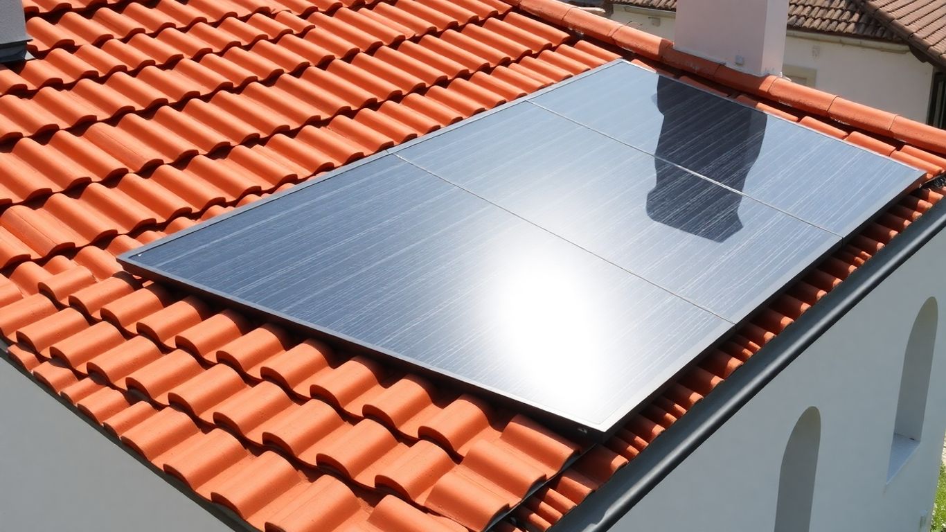 Diskretes Solarpanel auf einem Ziegeldach.