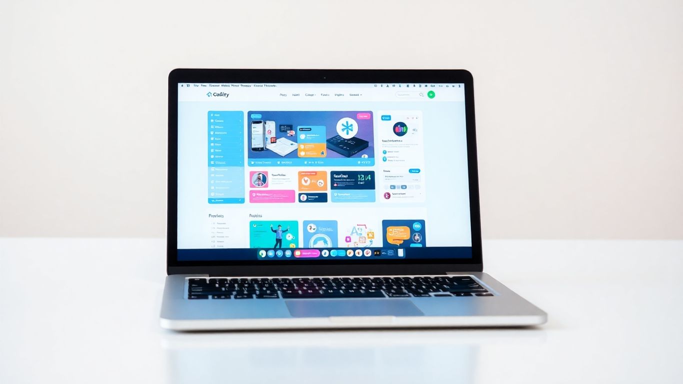 Modern website design on a laptop screen.