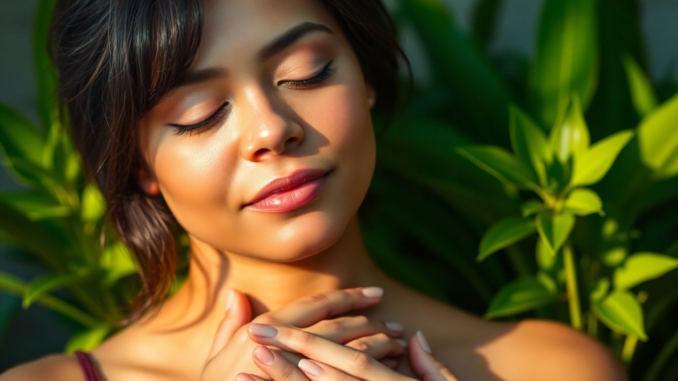 Person embracing self-healing with positive affirmations.