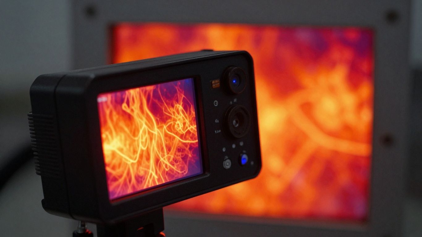 Thermal imaging camera detecting heat signatures on equipment.