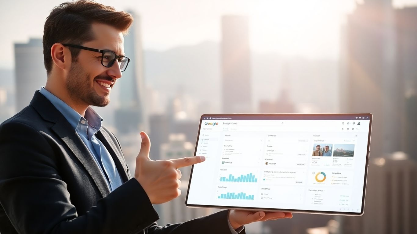Professional managing Google Business Profile on a digital interface.