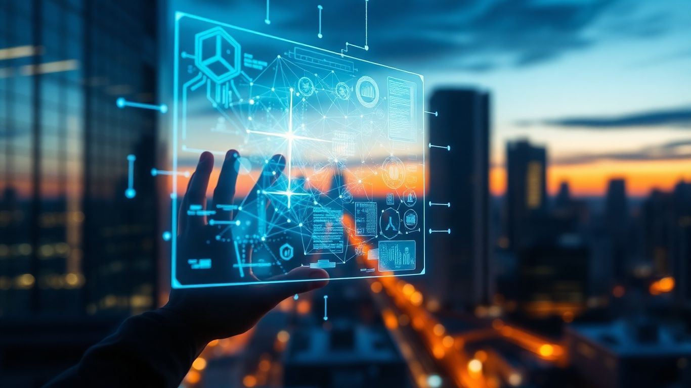 Futuristic ecommerce interface with glowing data streams.