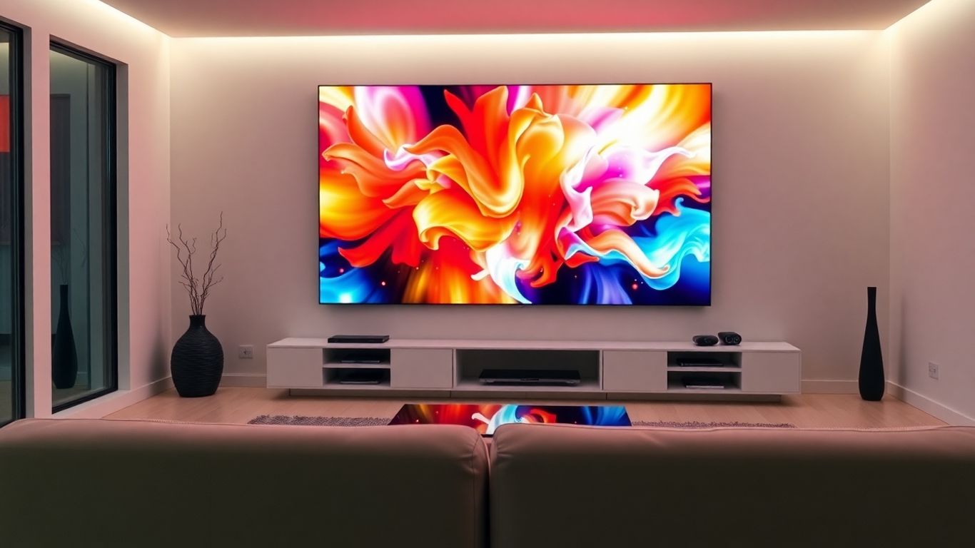 Modern living room with IPTV screen