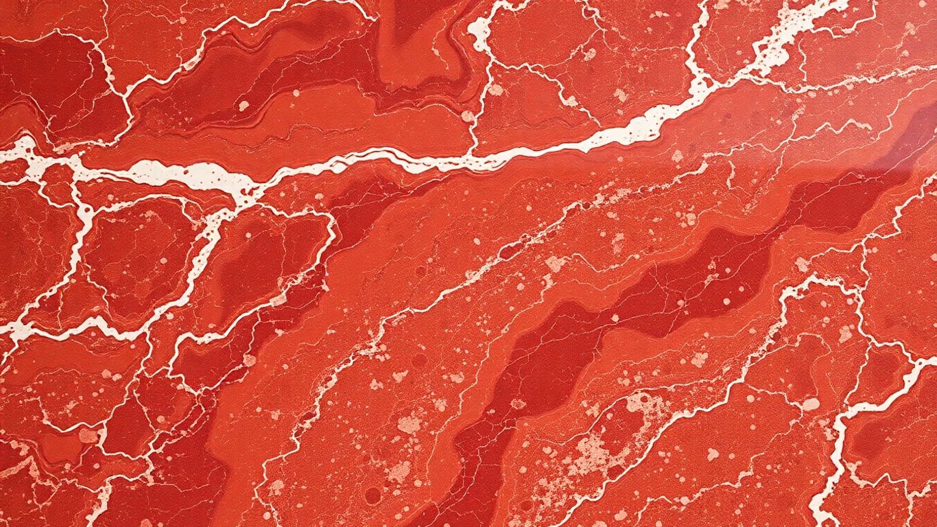 Polished Breccia Vino marble with deep red veins.