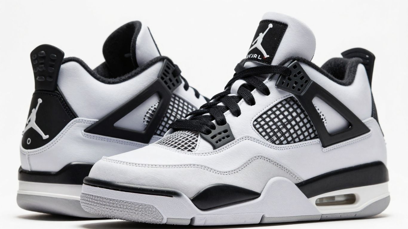 Adidași Jordan 4 negru și alb, eleganță clasică.
