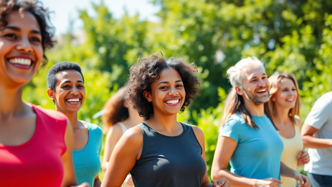 Happy BHIP members enjoying a healthy lifestyle outdoors.