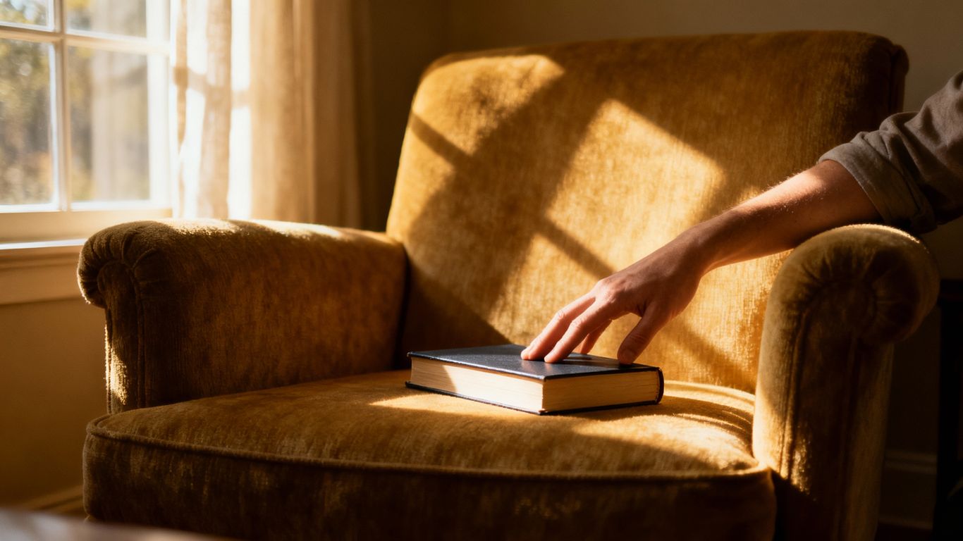 Person contemplating in a peaceful room.