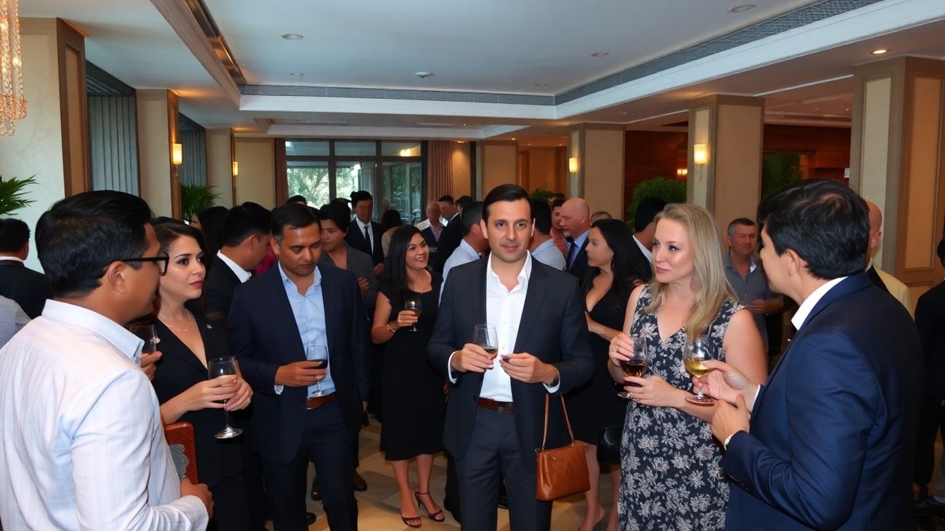 Expats networking at a high-society event in Phuket.
