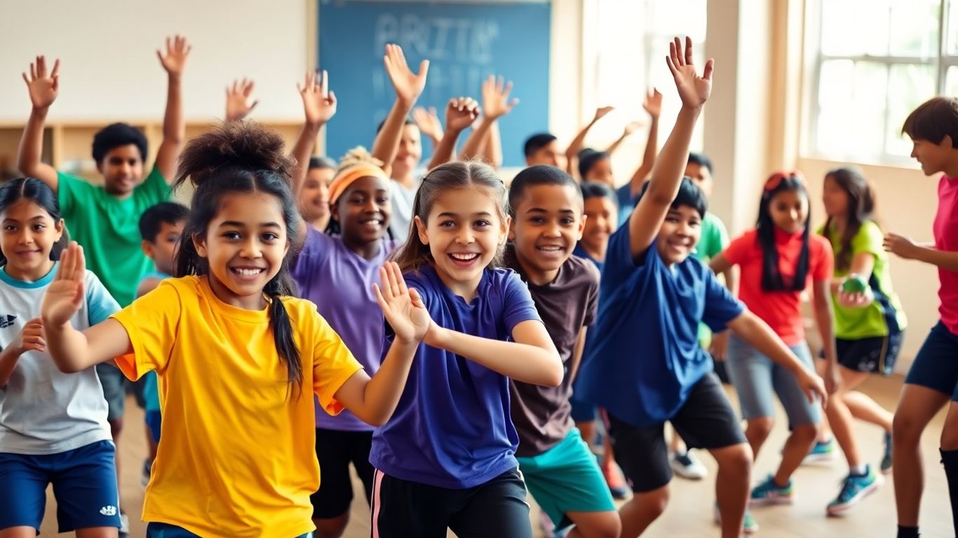 Schüler in Aktion im Sportunterricht, dynamisch und gesundheitsfördernd.