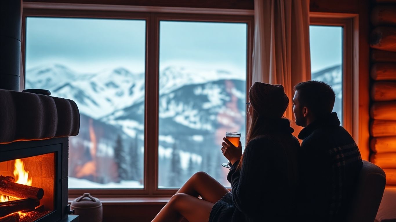 Couple profitant d'un week-end romantique à la montagne.