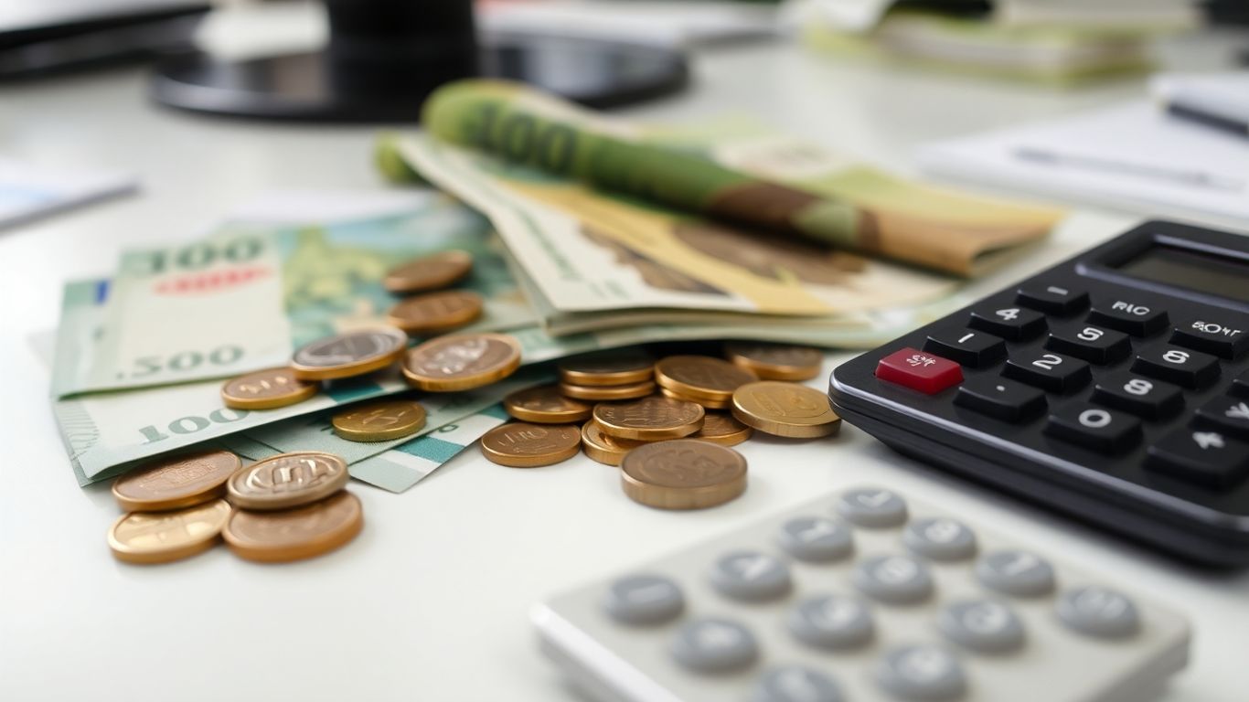 Australian money and calculator on a desk.
