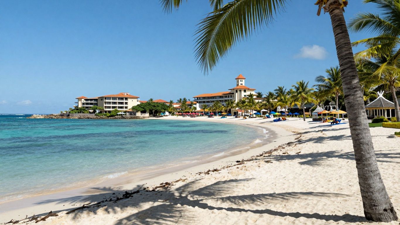 Beach with palm trees and turquoise water