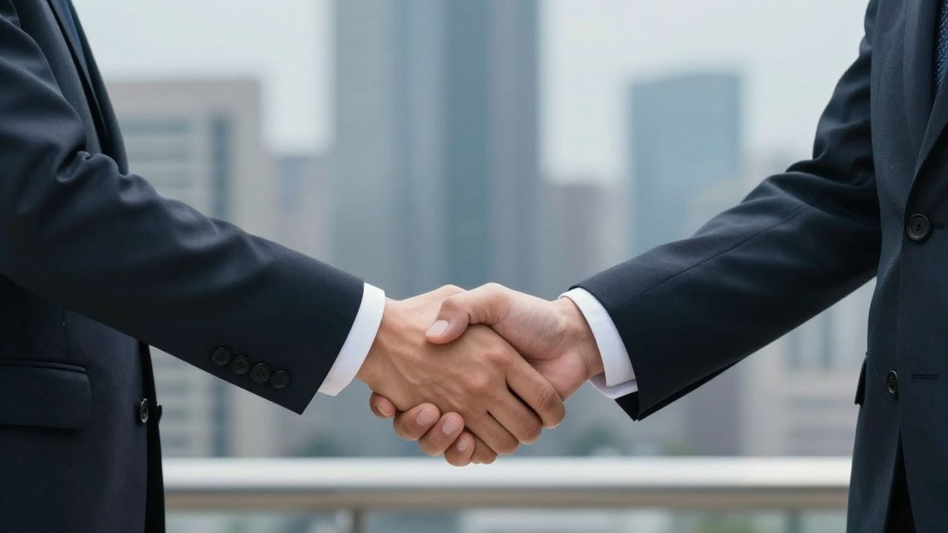 Venture capital handshake symbolizing successful investment deals.