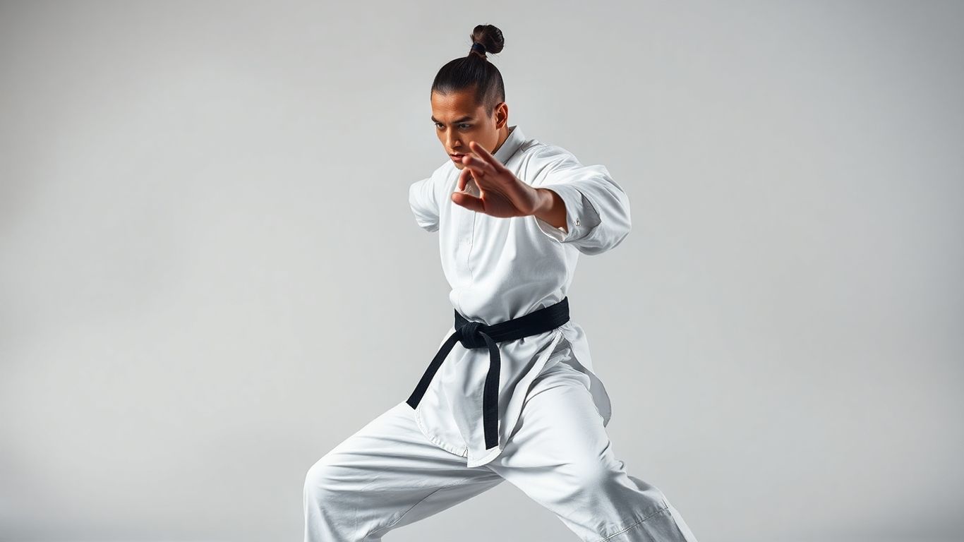White Tiger Taekwondo martial artist in action pose.