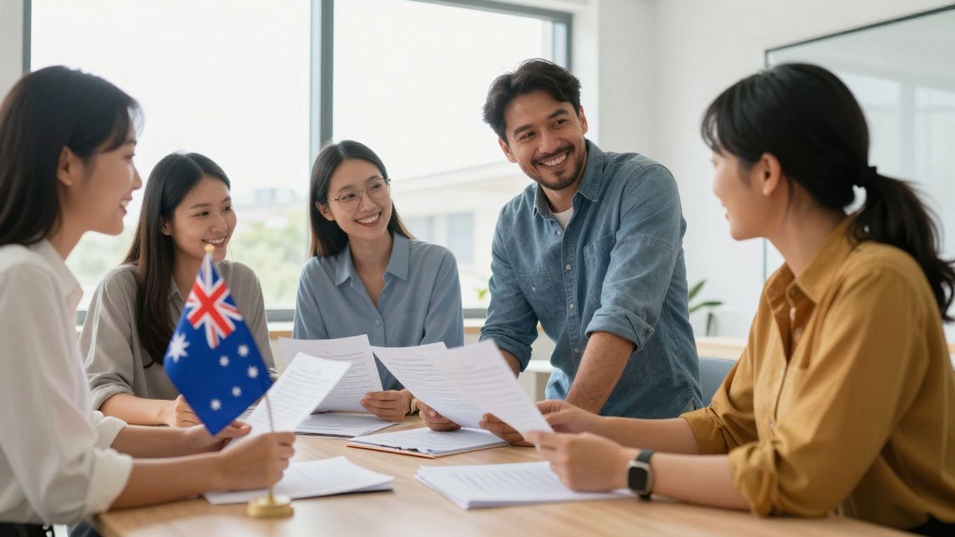 People discussing government grant application in Australia