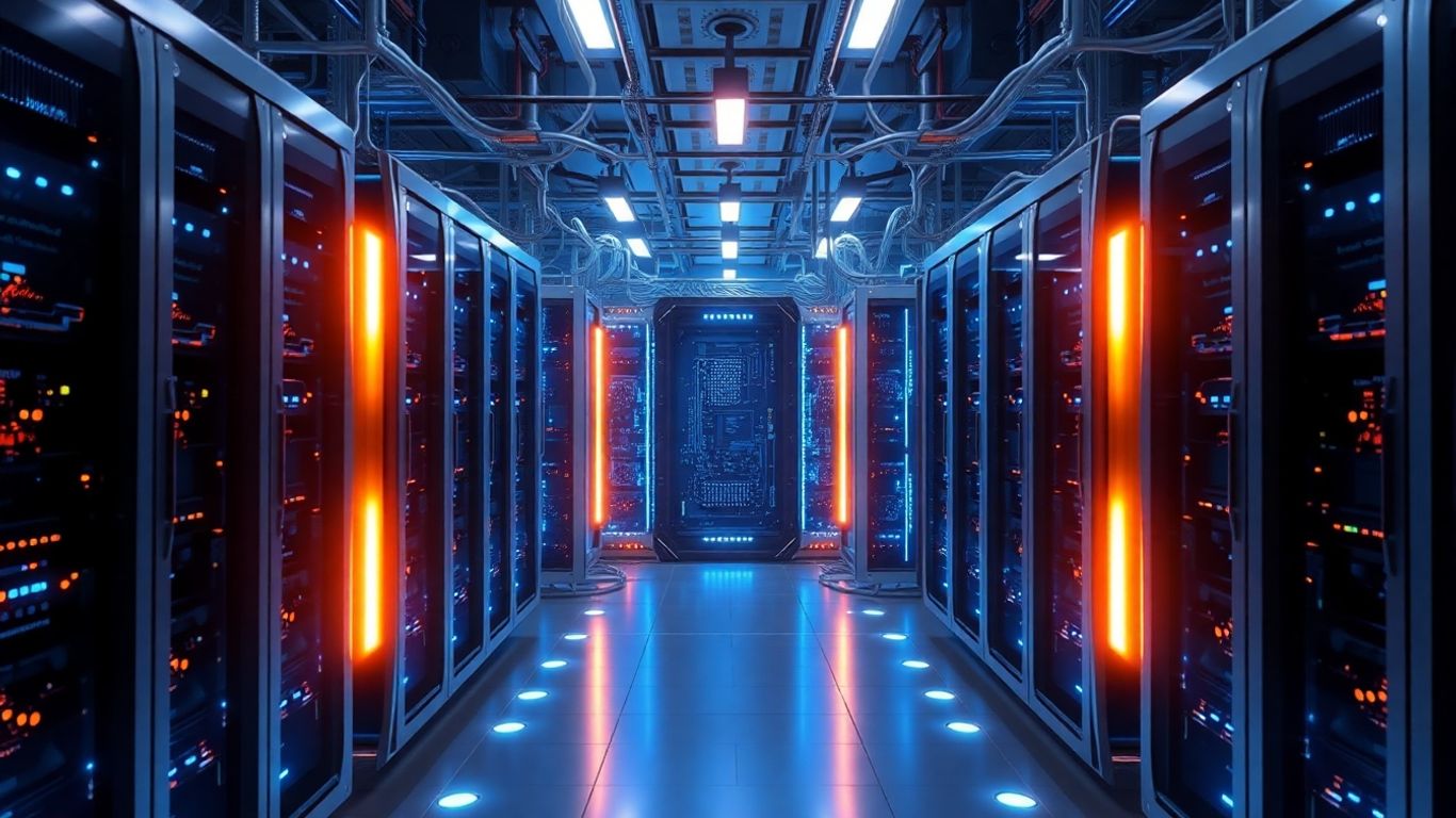 AI supercomputing platform with glowing processors