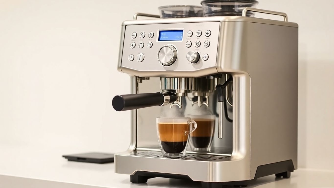 Bella Pro Series espresso machine brewing coffee