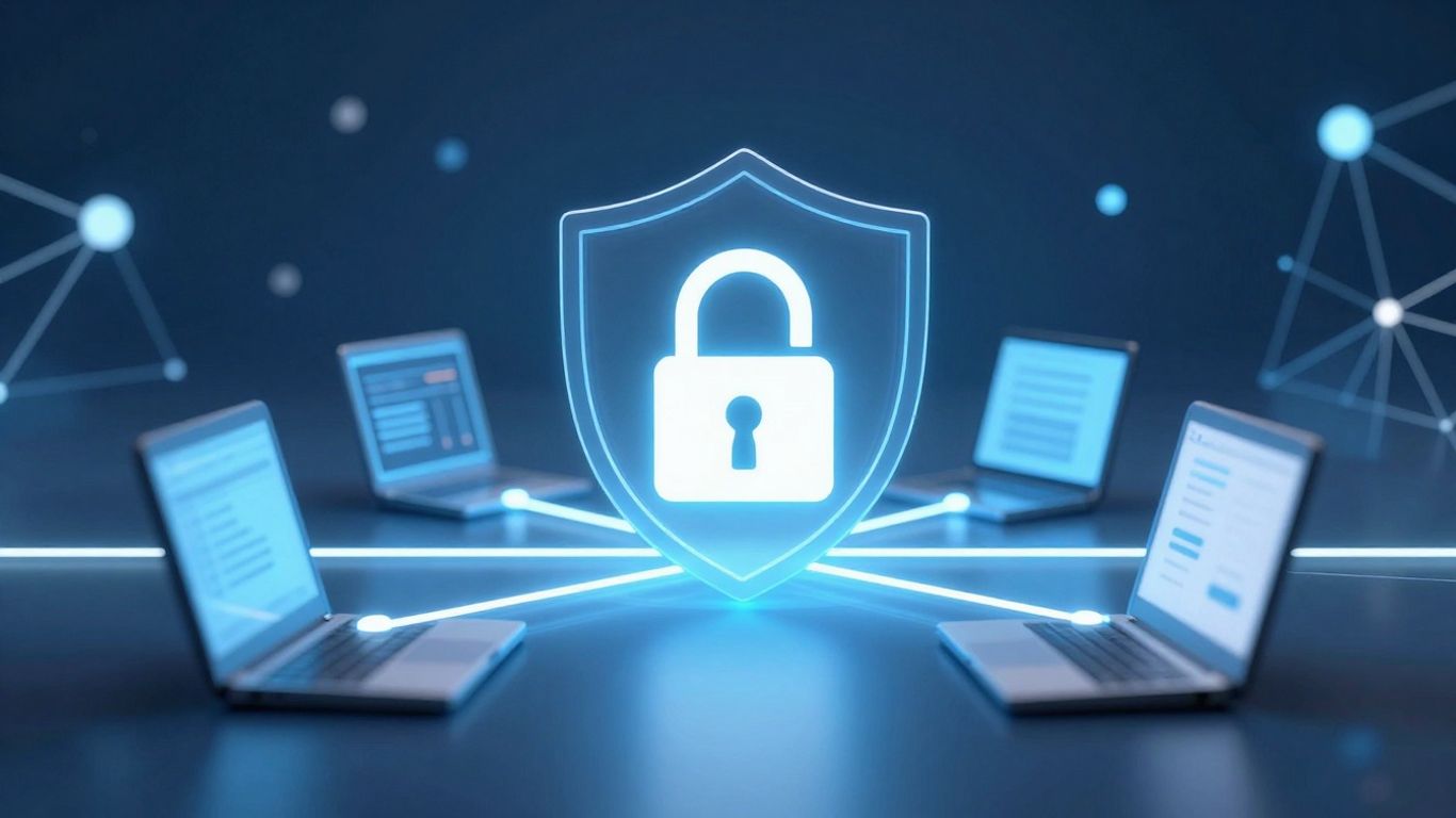 Secure VPN connection with padlock icon.