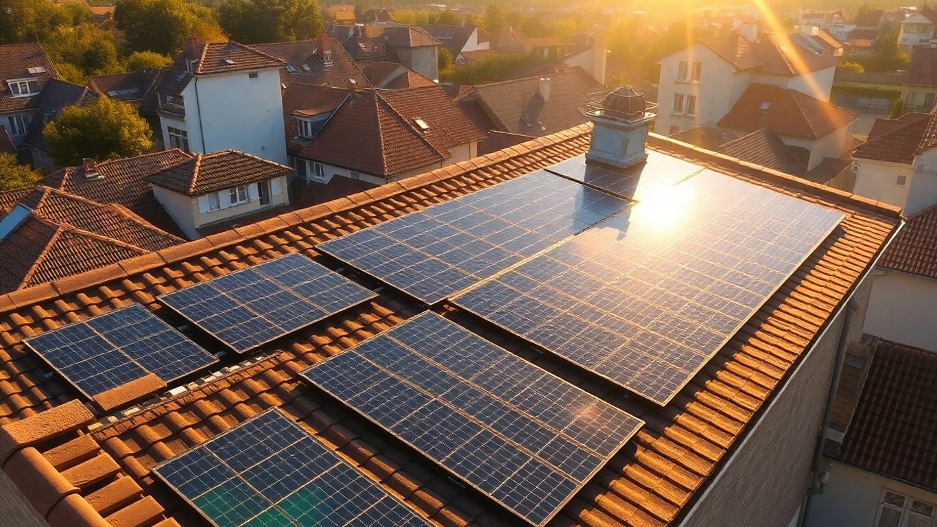 Toit solaire en France avec panneaux photovoltaïques.