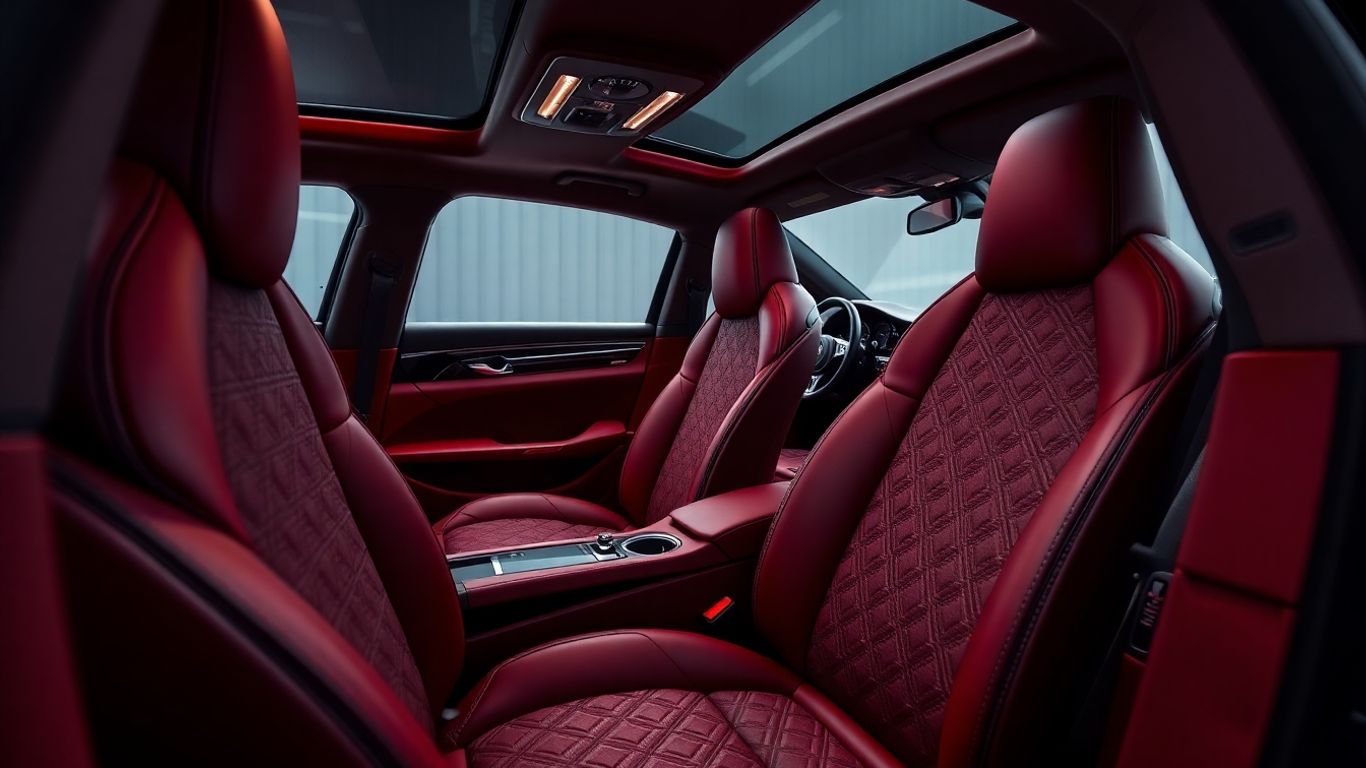 Bespoke Porsche Panamera Turbo interior with red leather seats.