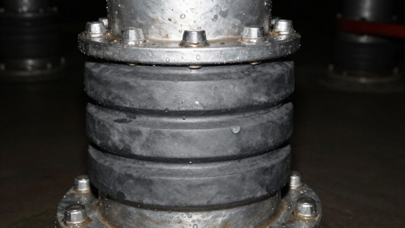 Industrial well seal with rubber and metal components.