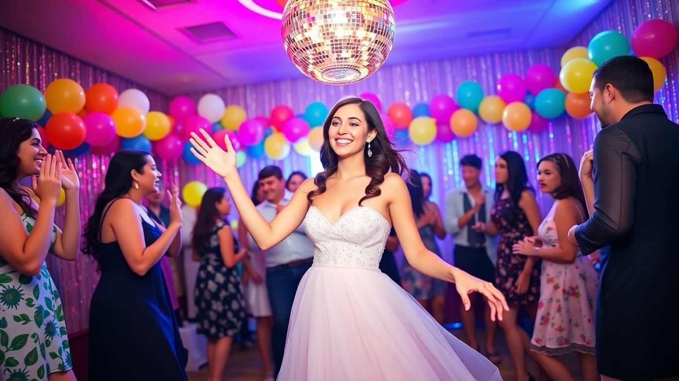 Sweet 16 party in Dallas with dancing and decorations.