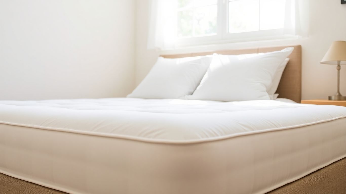 Comfortable mattress in a well-lit Airbnb bedroom.