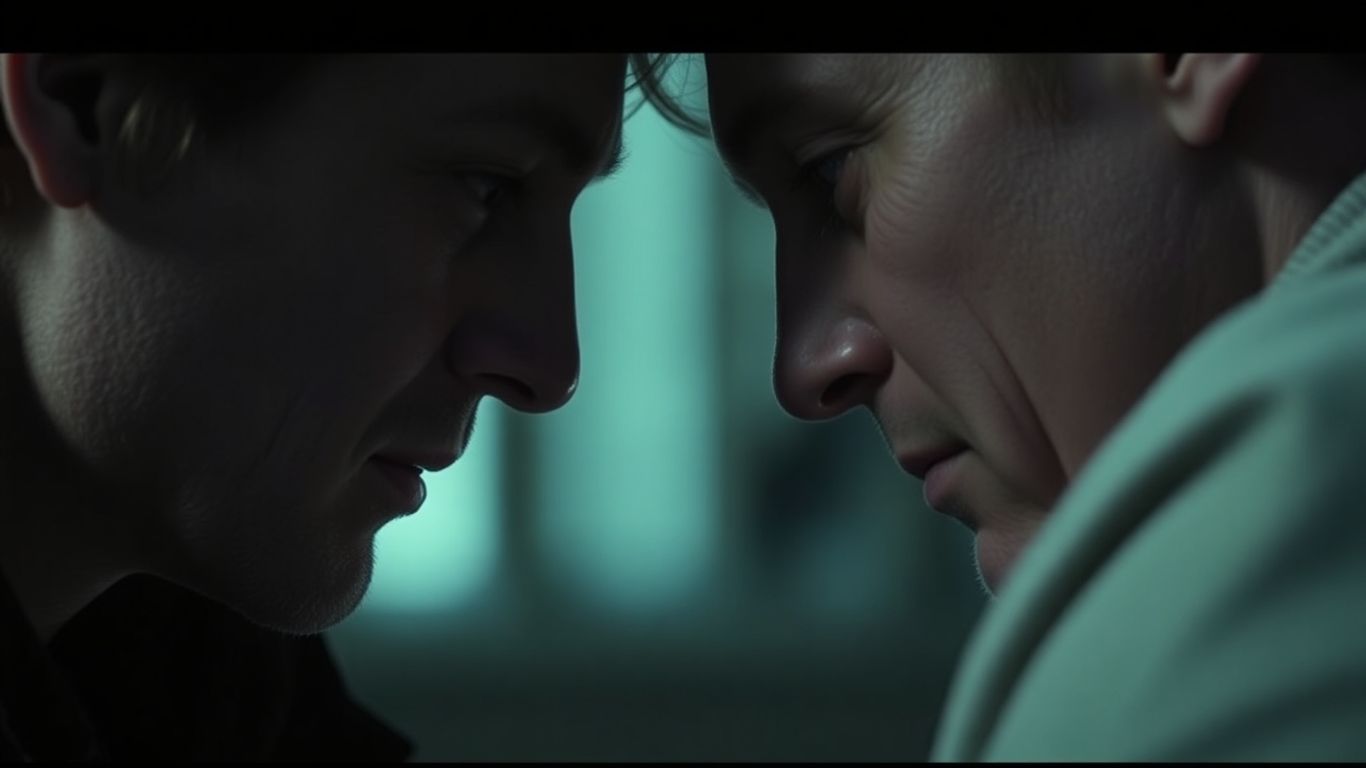 Doi oameni într-o scenă dramatică, plină de emoție.