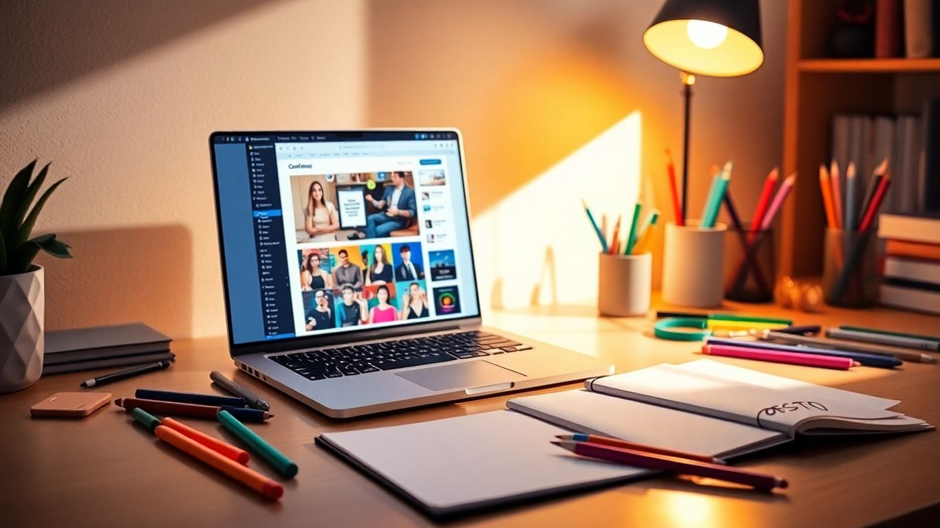 ภาพนักสร้างคอนเทนต์กำลังทำงานอย่างมีความคิดสร้างสรรค์